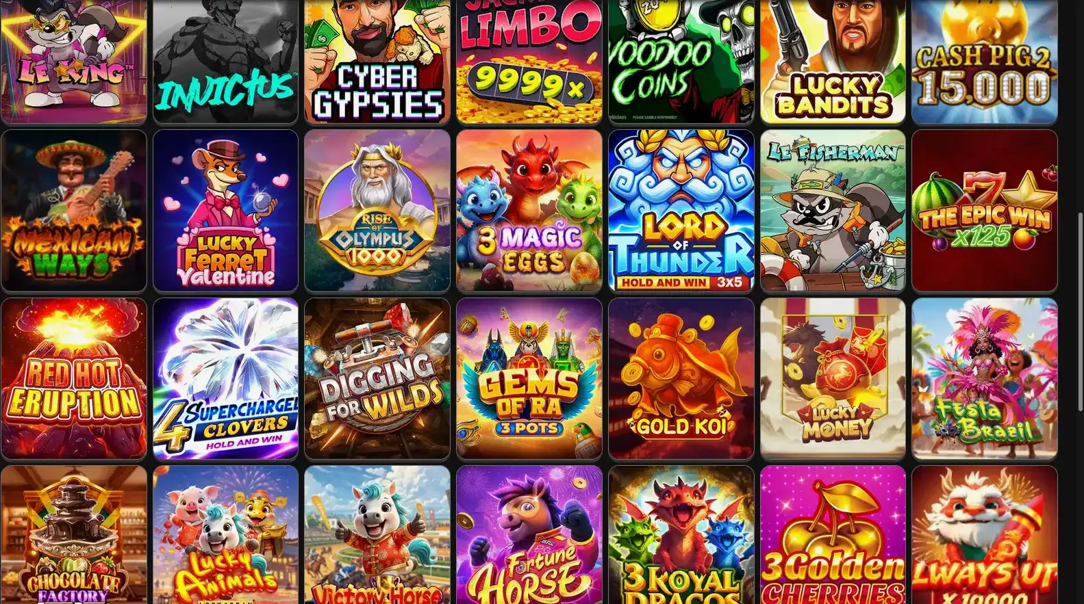 Интерфейс игрового зала казино Олимп на компьютере